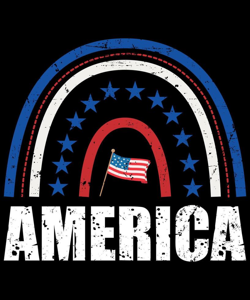 American patriotic rainbow America Independence Day 4th of July shirt design vector
