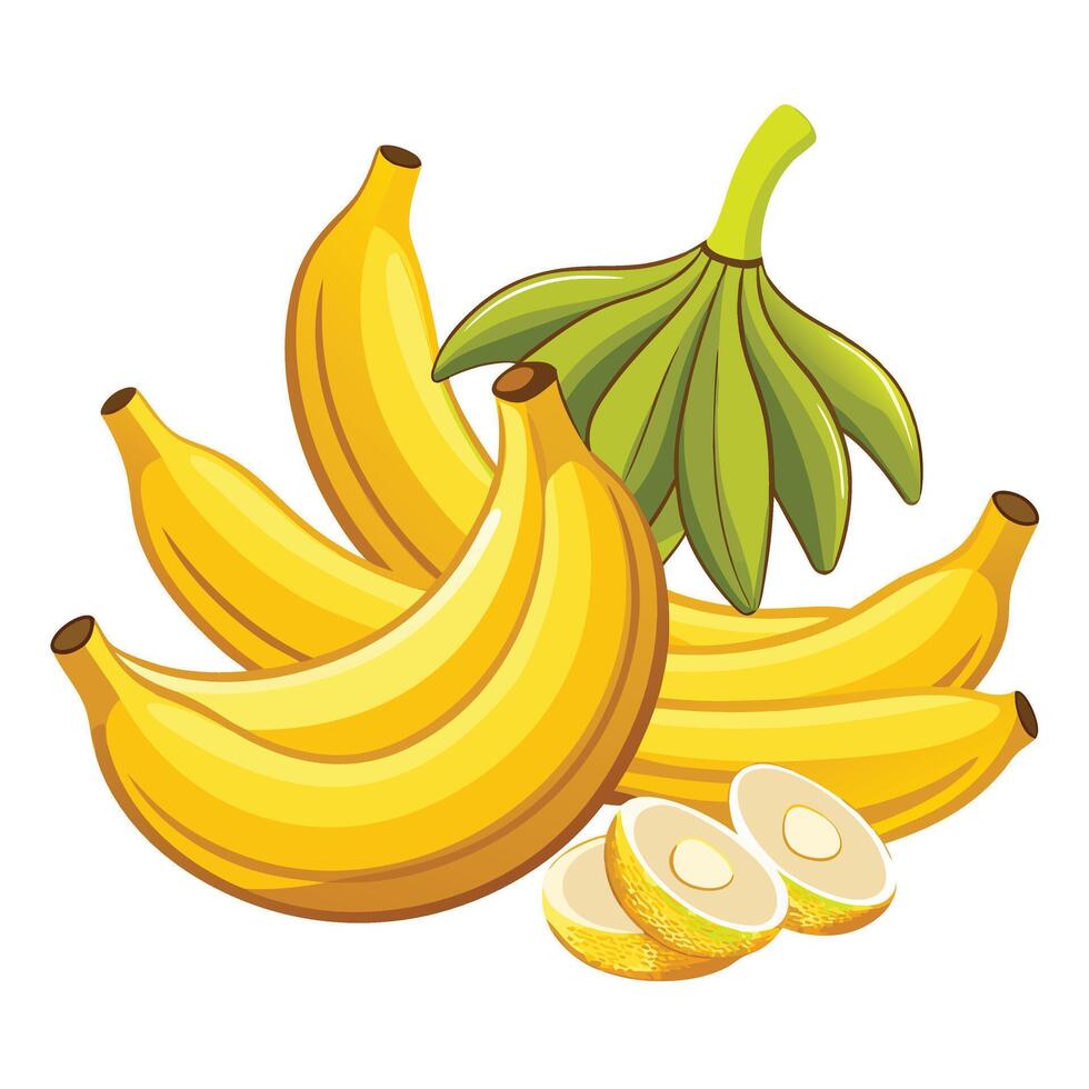 A bunch of bananas and a slice of lemon vector