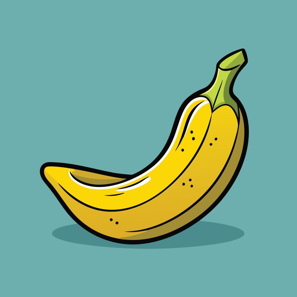 A banana is shown in a cartoon style vector