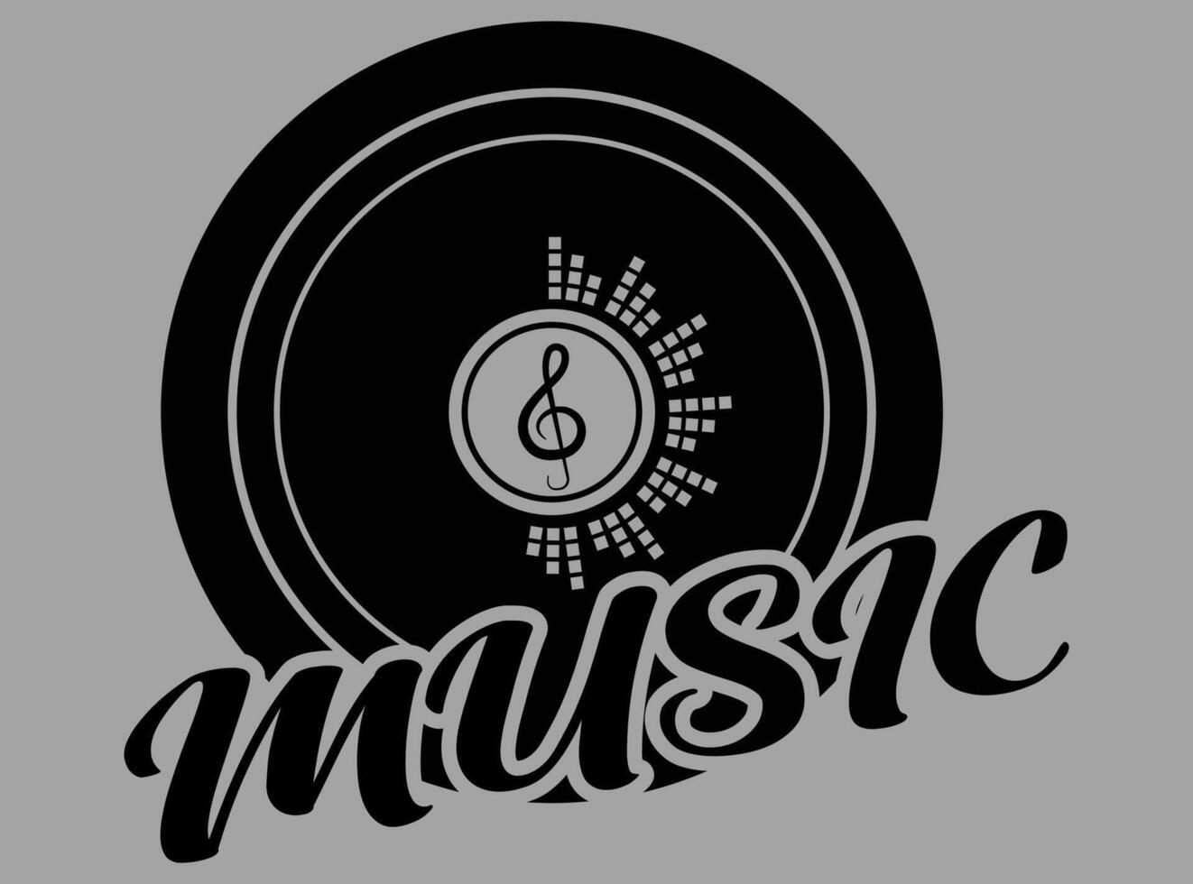 modern music logo, with discs and signs from music vector