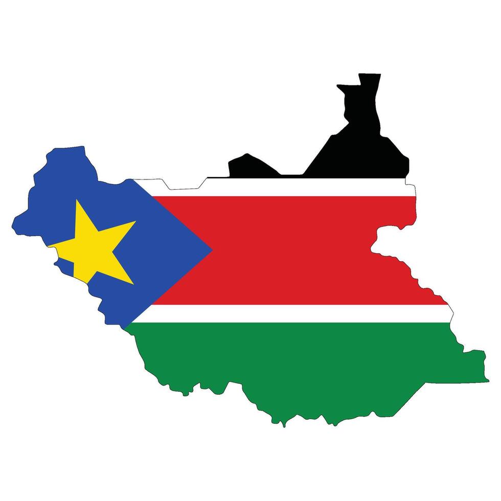 South Sudan map with South Sudan flag vector