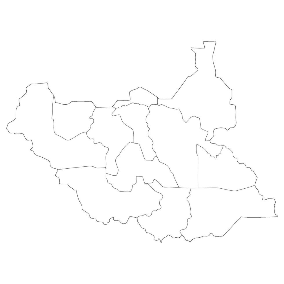 South Sudan map. Map of South Sudan in administrative provinces in white color vector