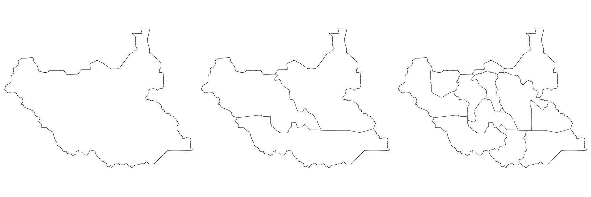 South Sudan map. Map of South Sudan in white set vector