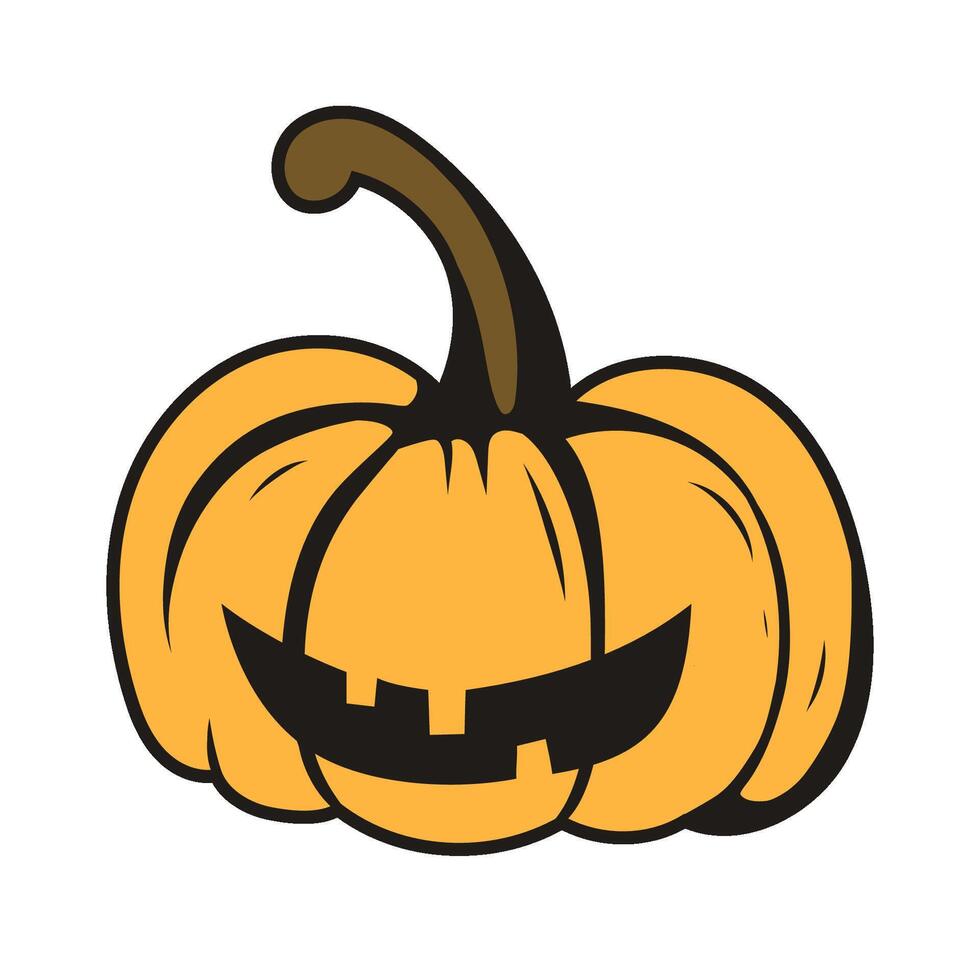 A pumpkin lantern, Halloween symbol and traditional sign. Sticker with carved Jack O Lantern. illustration. vector