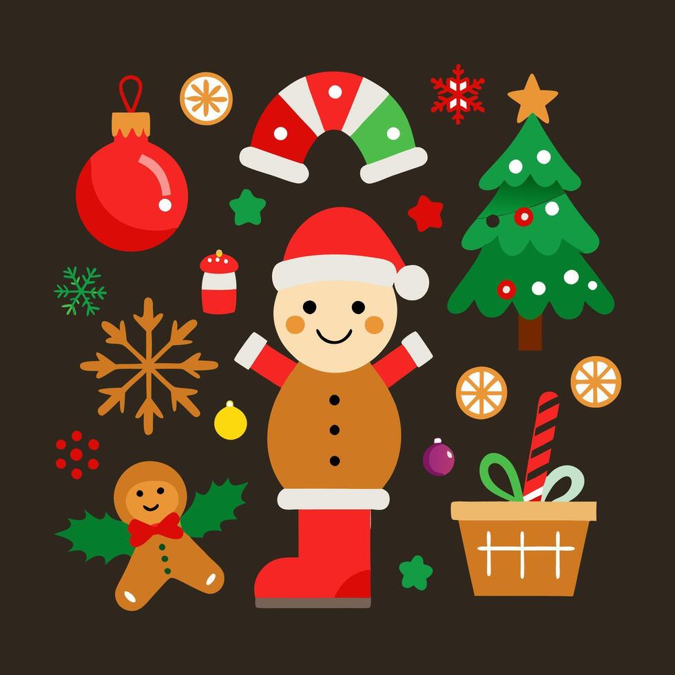 christmas element collection icon vector
