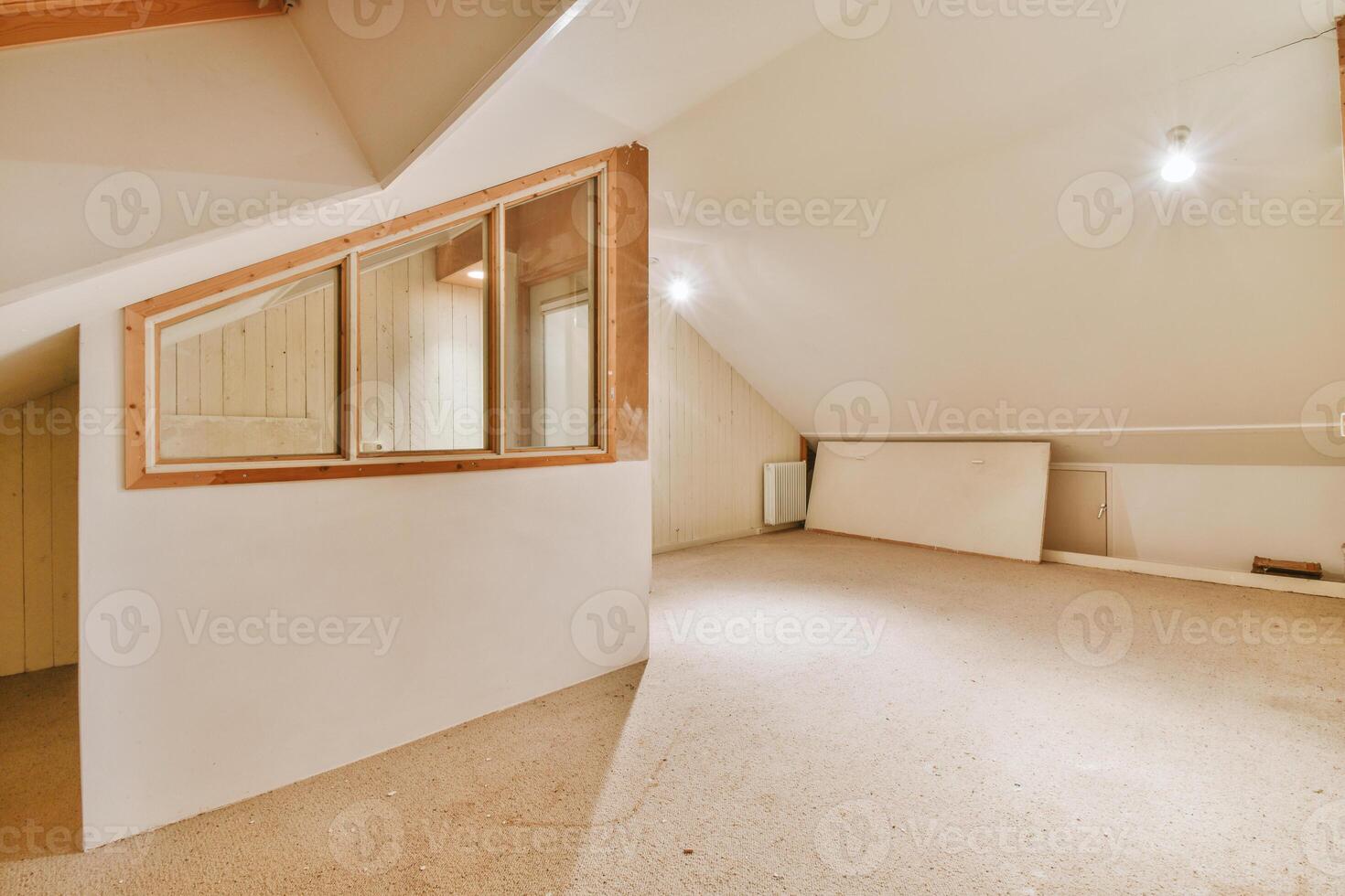 A room with a window and a door photo