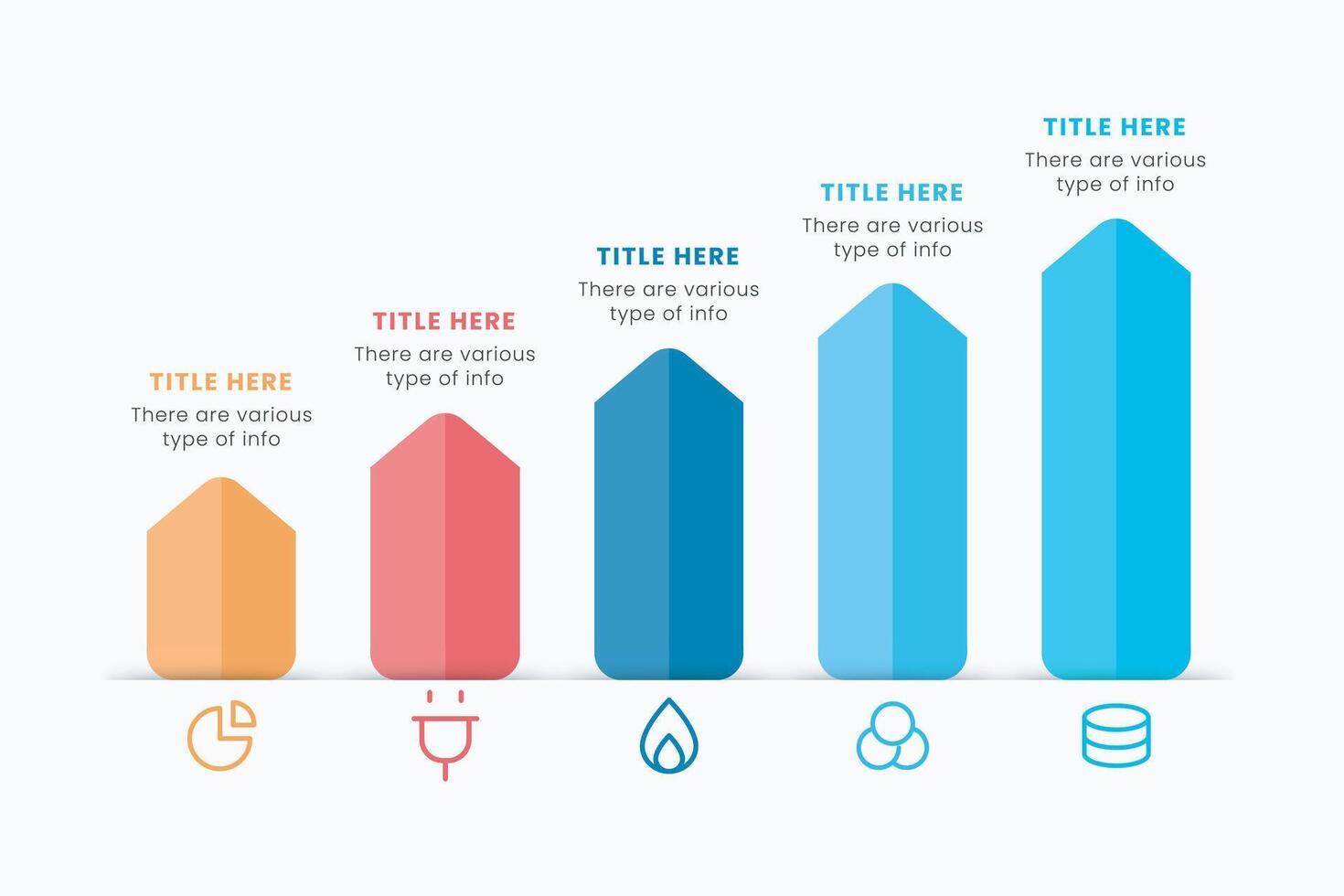 Business presentation growth infographic template with 5 steps or process to success, illustration. vector
