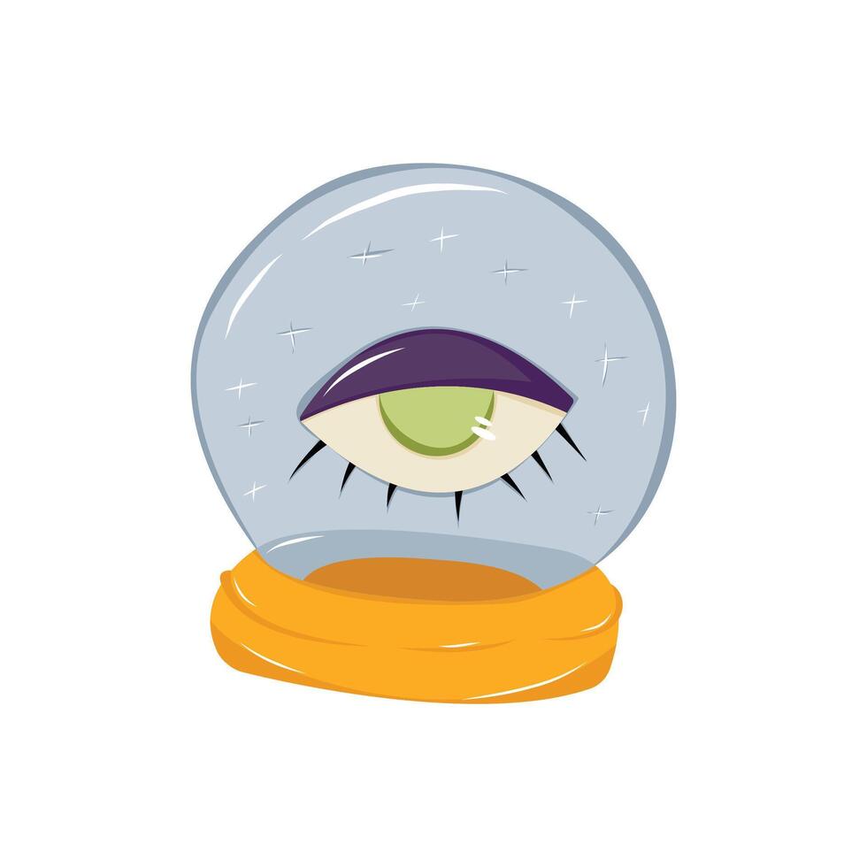 Magic ball with an eye. Halloween, autumn concept. Isolated illustration for card, postcard, cover. EPS 10 vector