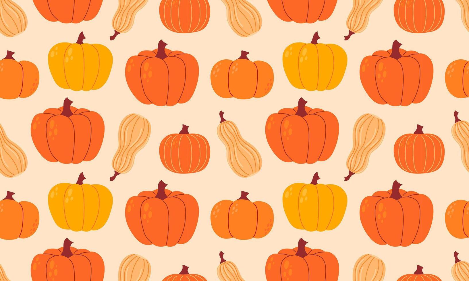 Seamless pattern with Pumpkins. Autumn cozy background. Fall theme, Halloween, Thanksgiving stickers collection. Flat illustration vector