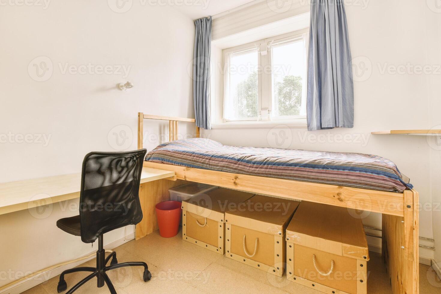 A bed in a room photo