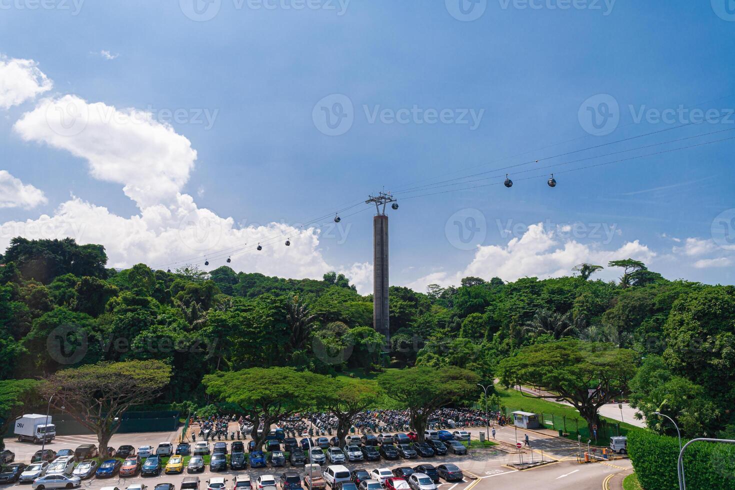 Sentosa Cable Car is a gondola lift providing an aerial link from Mount Faber to the resort island of Sentosa. photo