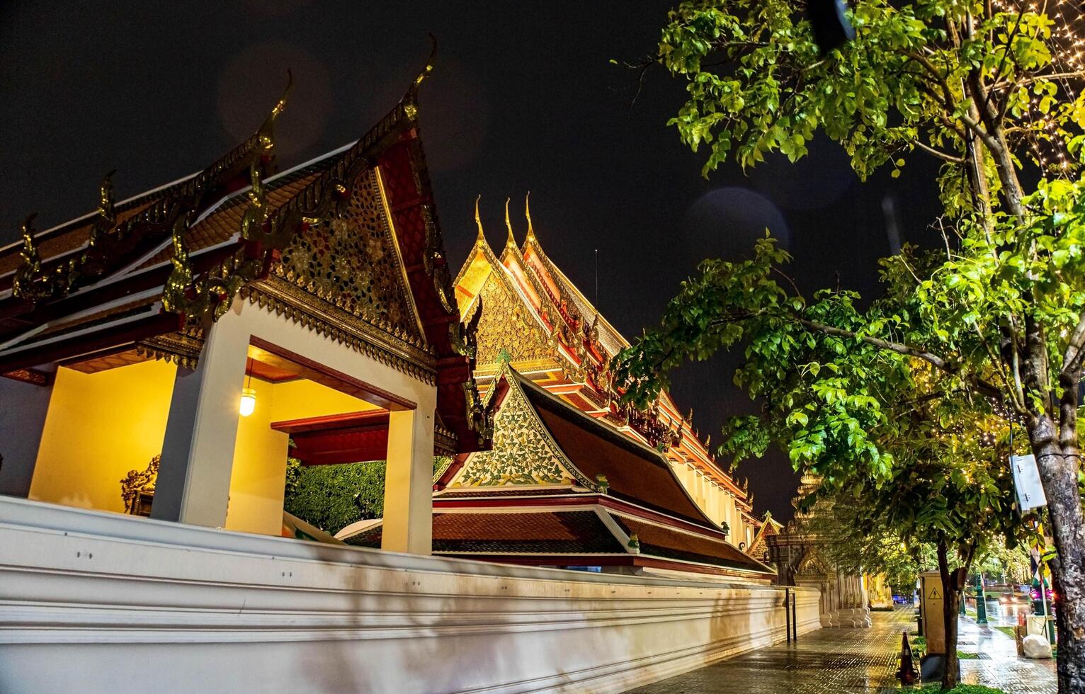 Wat Pho's at night sky, evoking a sense of history and spirituality, Bangkok, Thailand. photo