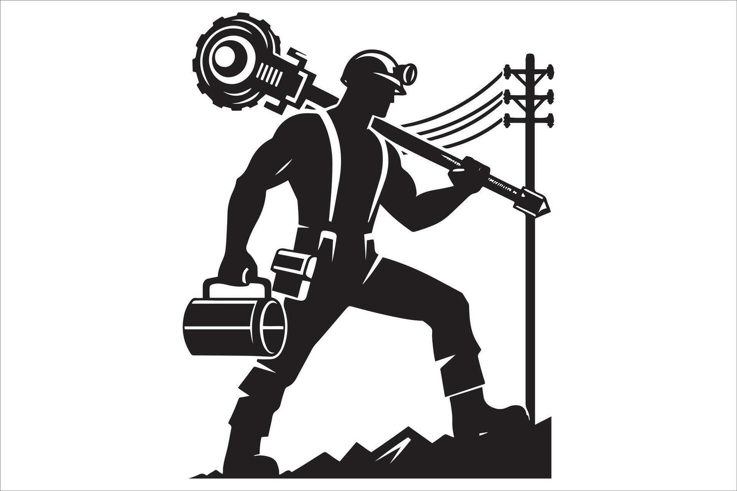 A man with a tool and a power pole vector