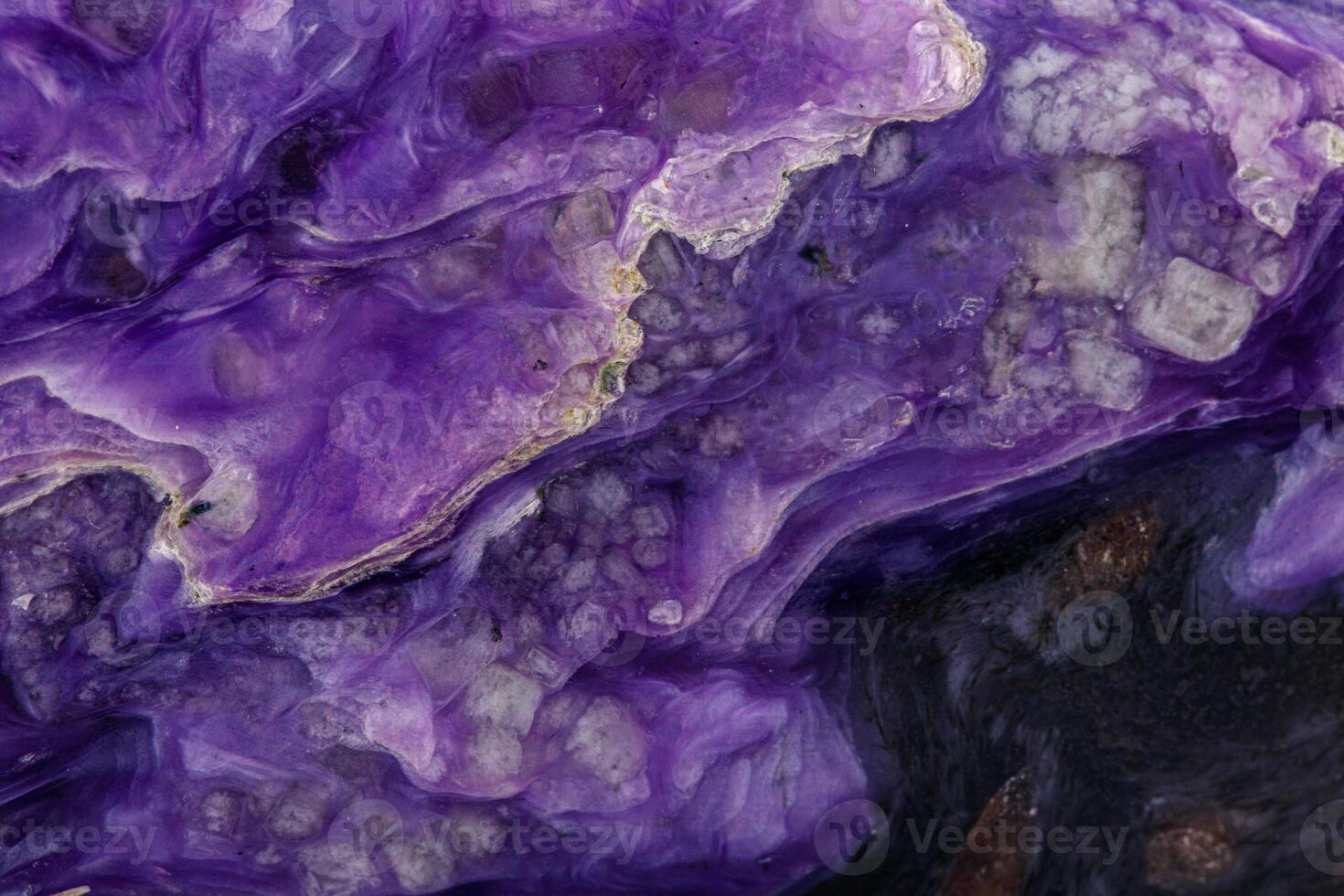 macro mineral stone Charoite on a white background photo