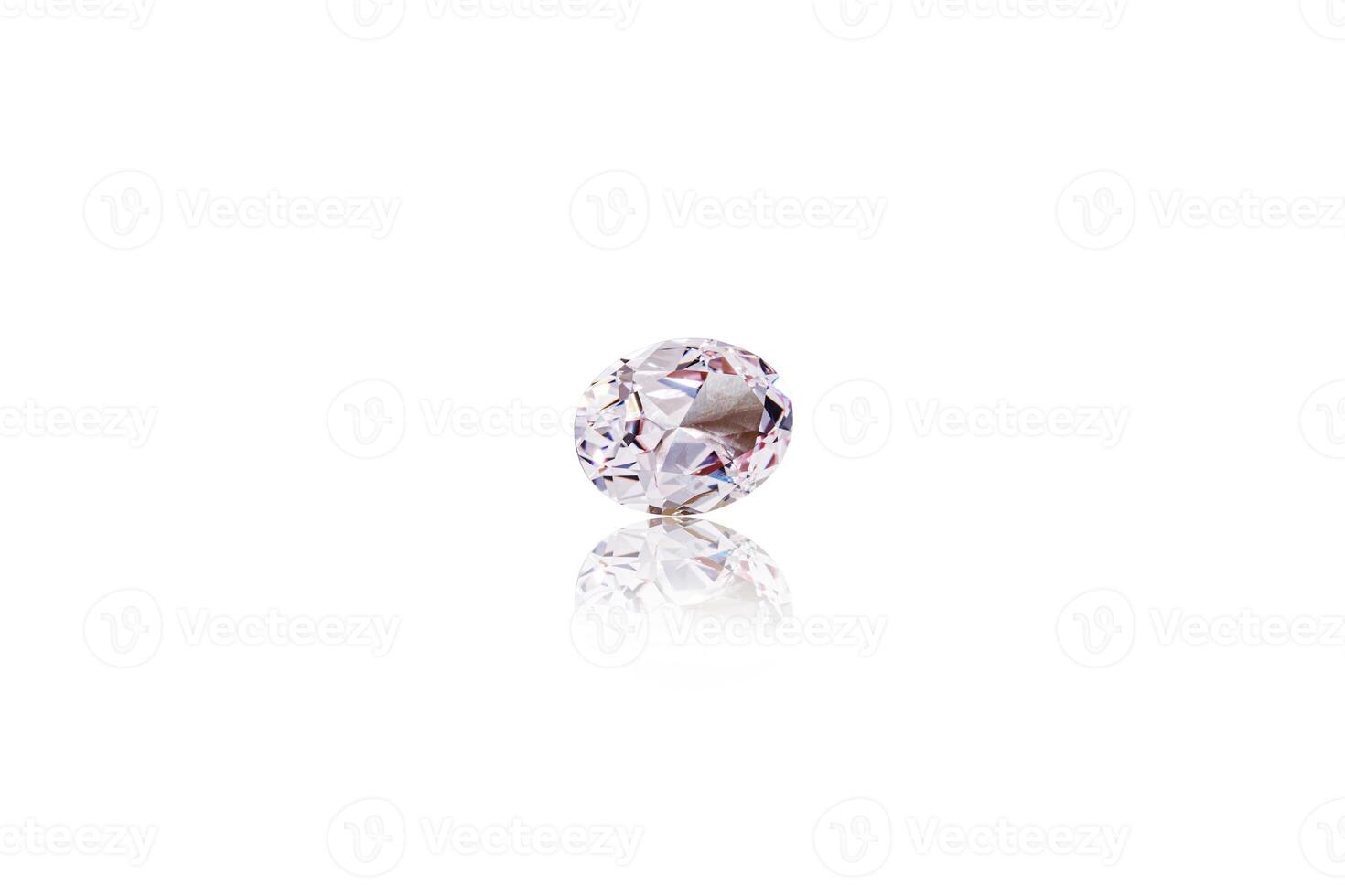 macro mineral faceted stone Morganite on a white background photo