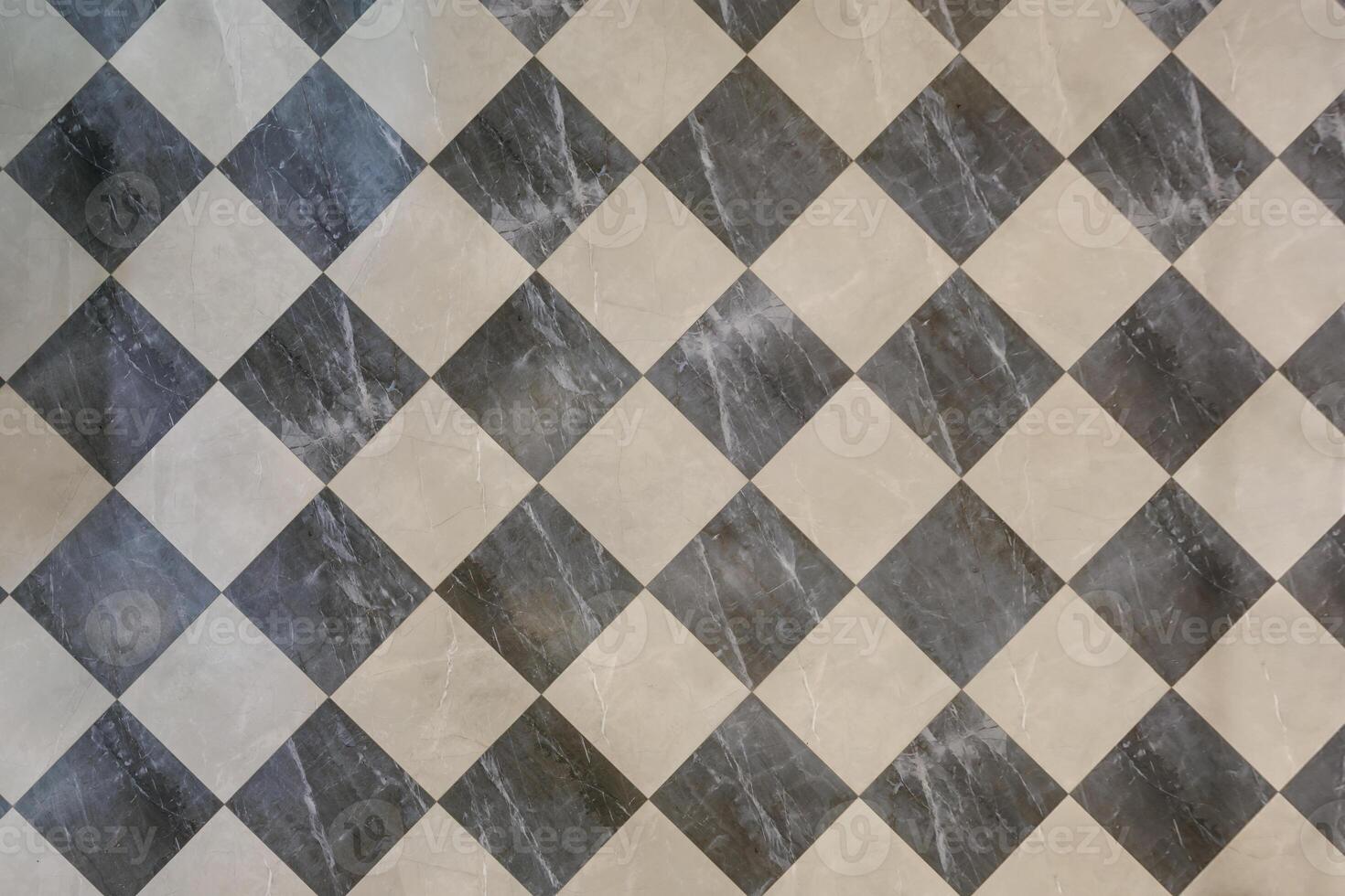stone and ceramic floor tiles texture in corridor, view from above photo