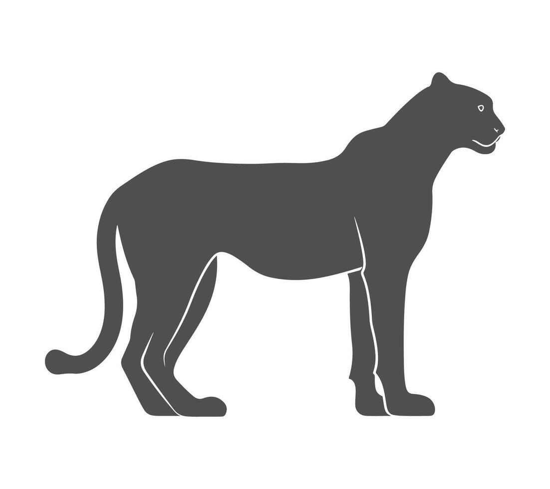 A silhouette of a leopard standing on a white background vector