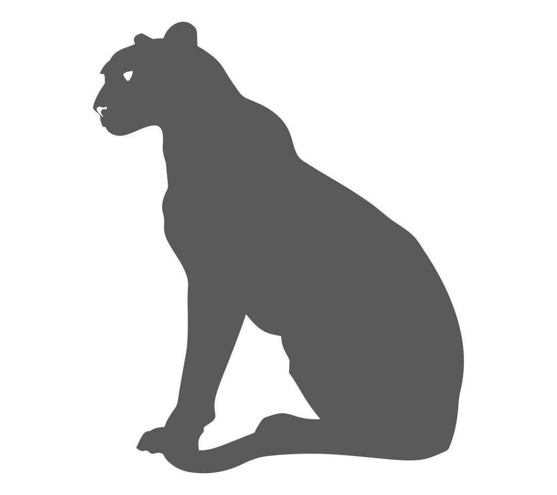 A silhouette of a leopard sitting down vector