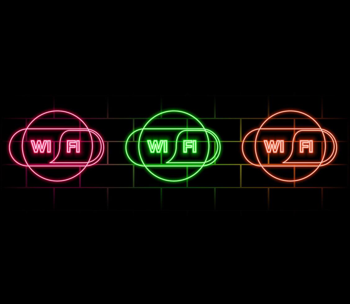 Neon Wi-Fi Free illustration in blue color. Stylish and modern design, perfect for advertising and informational materials. vector