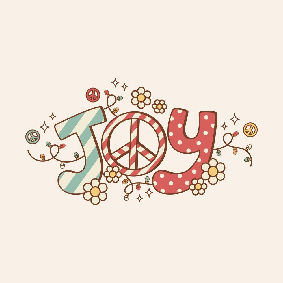 Cute Christmas illustration retro style of the word Joy vector