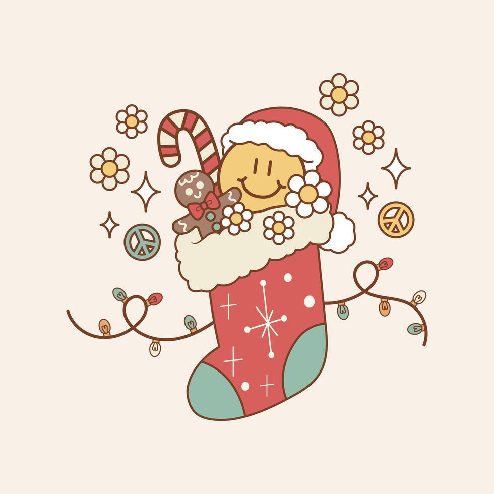 cute retro style christmas illustration of a christmas stocking vector