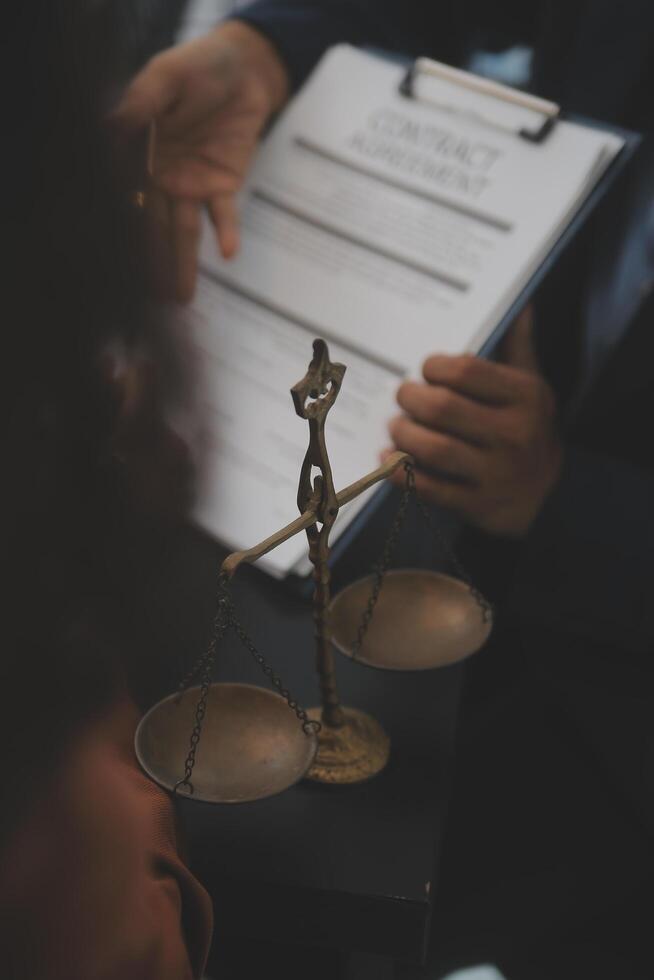 Law theme, gavel or mallet of the judge, lawyer enforcement officers, evidence-based cases taken into account in the court abount business, legislation. photo