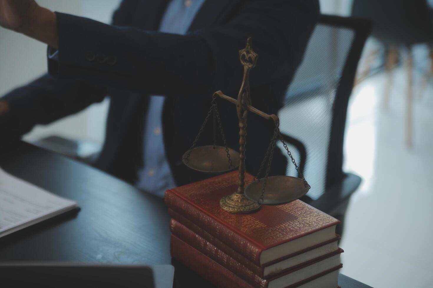 Law theme, gavel or mallet of the judge, lawyer enforcement officers, evidence-based cases taken into account in the court abount business, legislation. photo