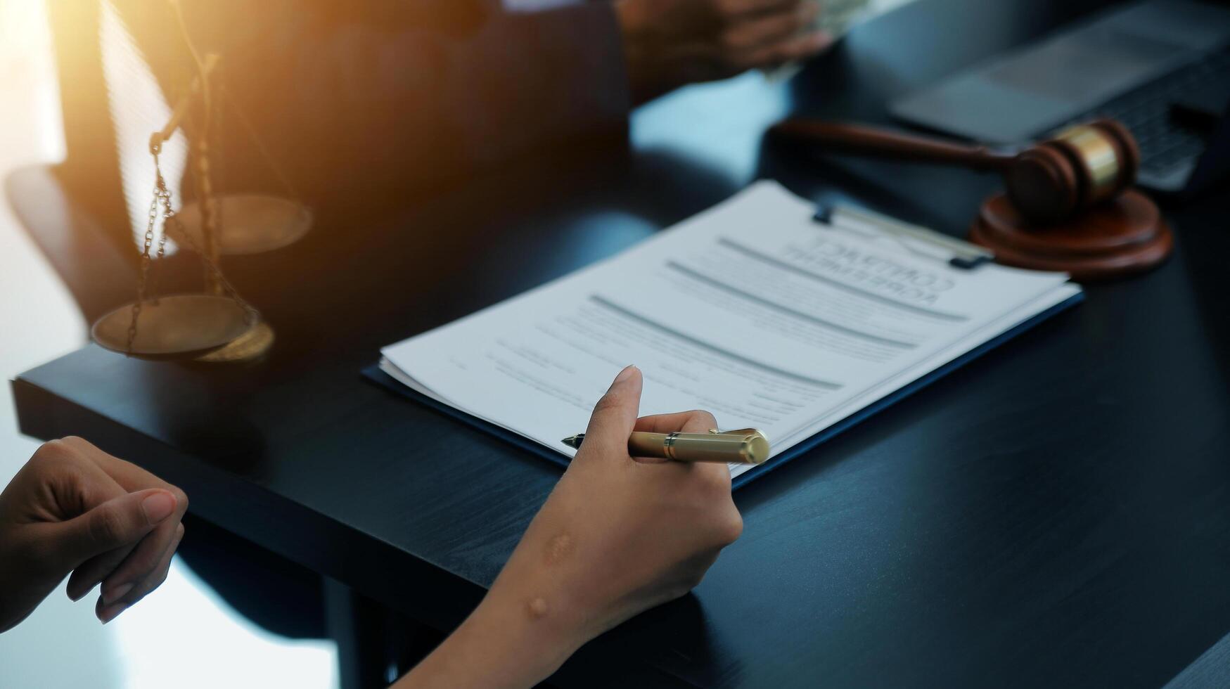Law theme, gavel or mallet of the judge, lawyer enforcement officers, evidence-based cases taken into account in the court abount business, legislation. photo