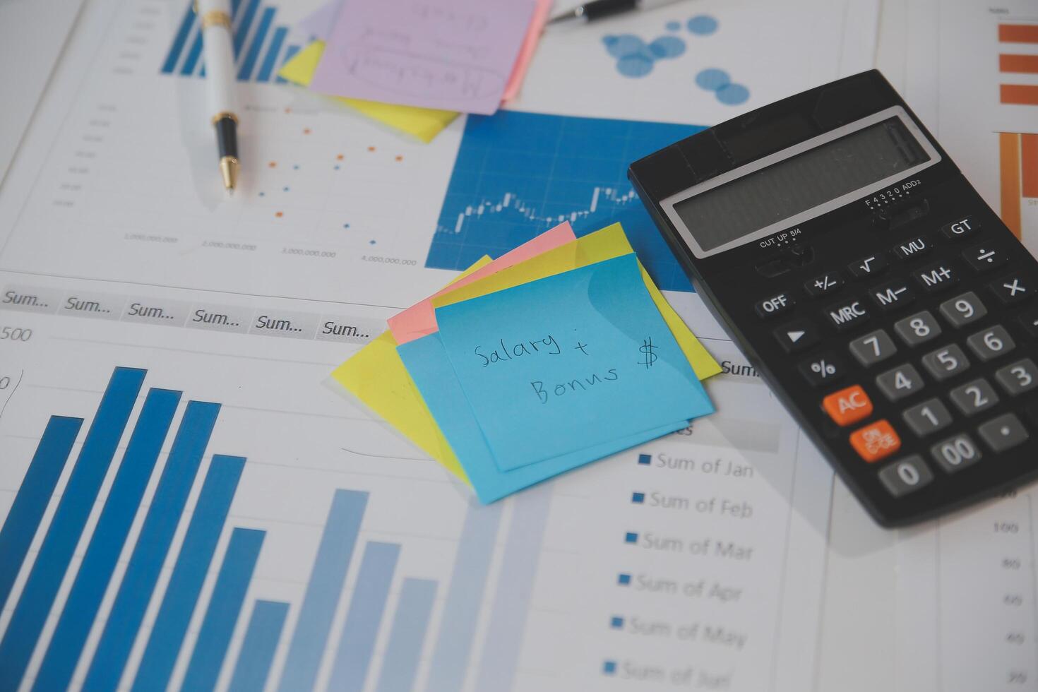 businessman working data document graph chart report marketing research development planning management strategy analysis financial accounting. Business office concept. photo