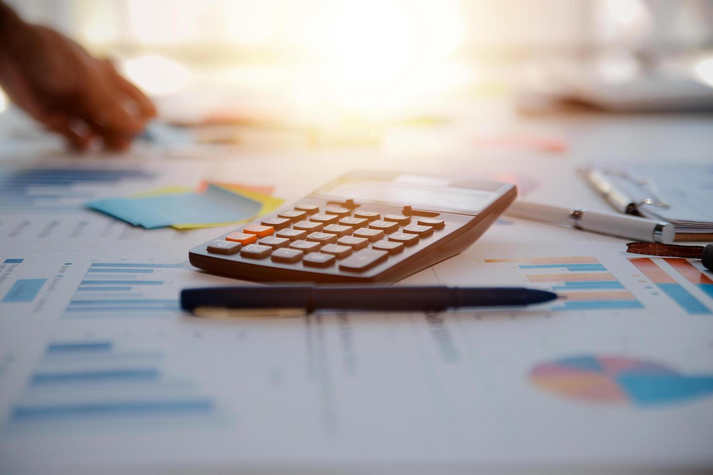 businessman working data document graph chart report marketing research development planning management strategy analysis financial accounting. Business office concept. photo