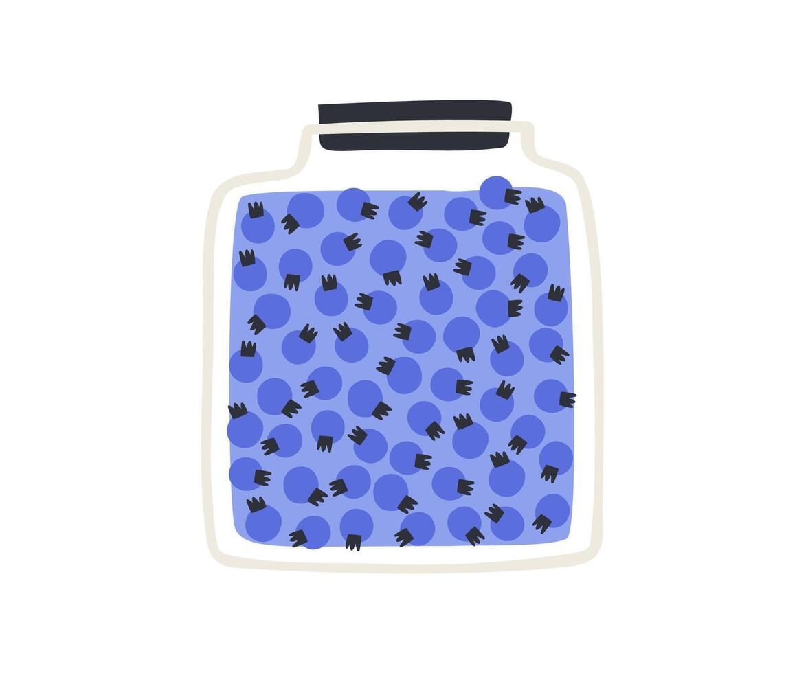 Hand-drawn jar with currant jam. illustration in flat style. vector