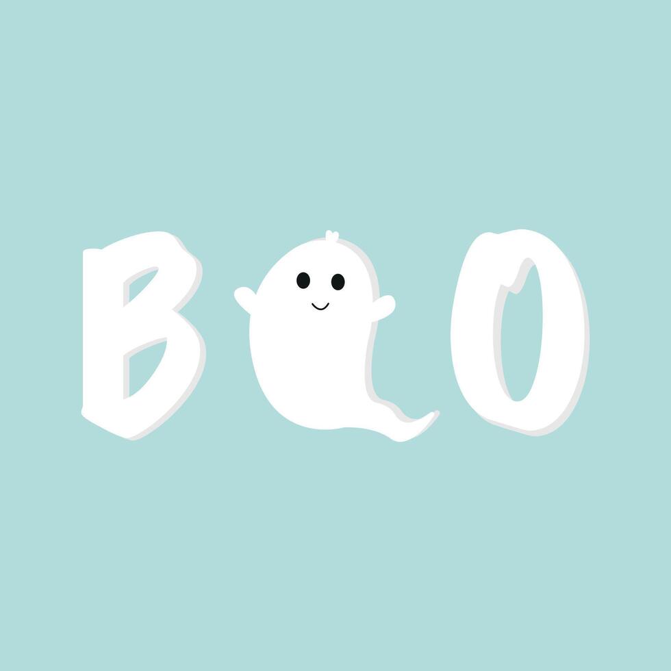 Boo and funny cartoon ghost for Halloween Day. graphics vector