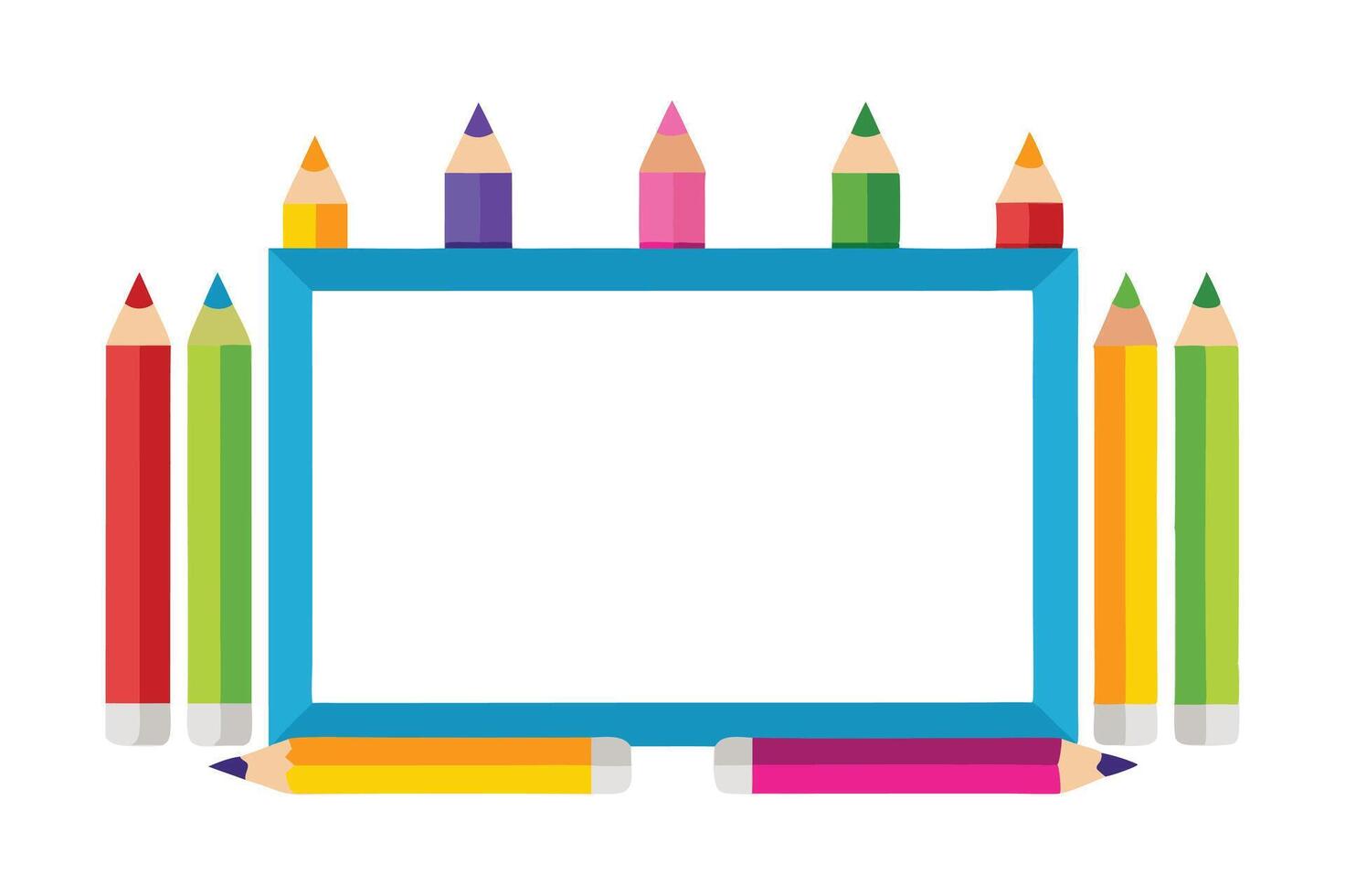 Colorful pencils and a frame vector