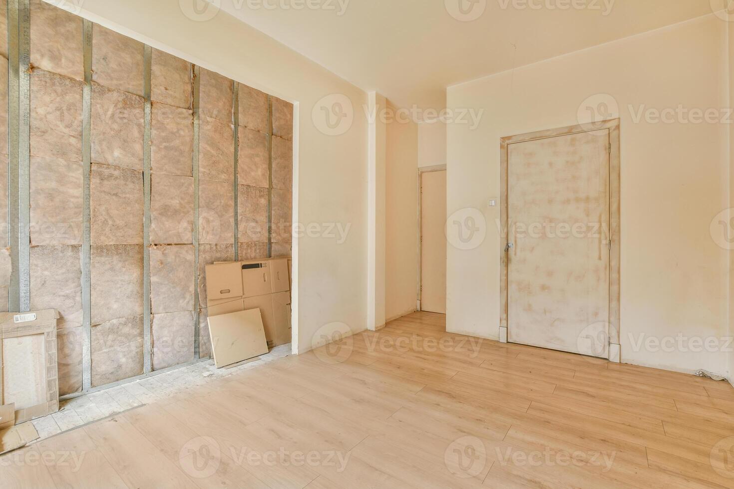 Empty room with wooden floor and wall photo