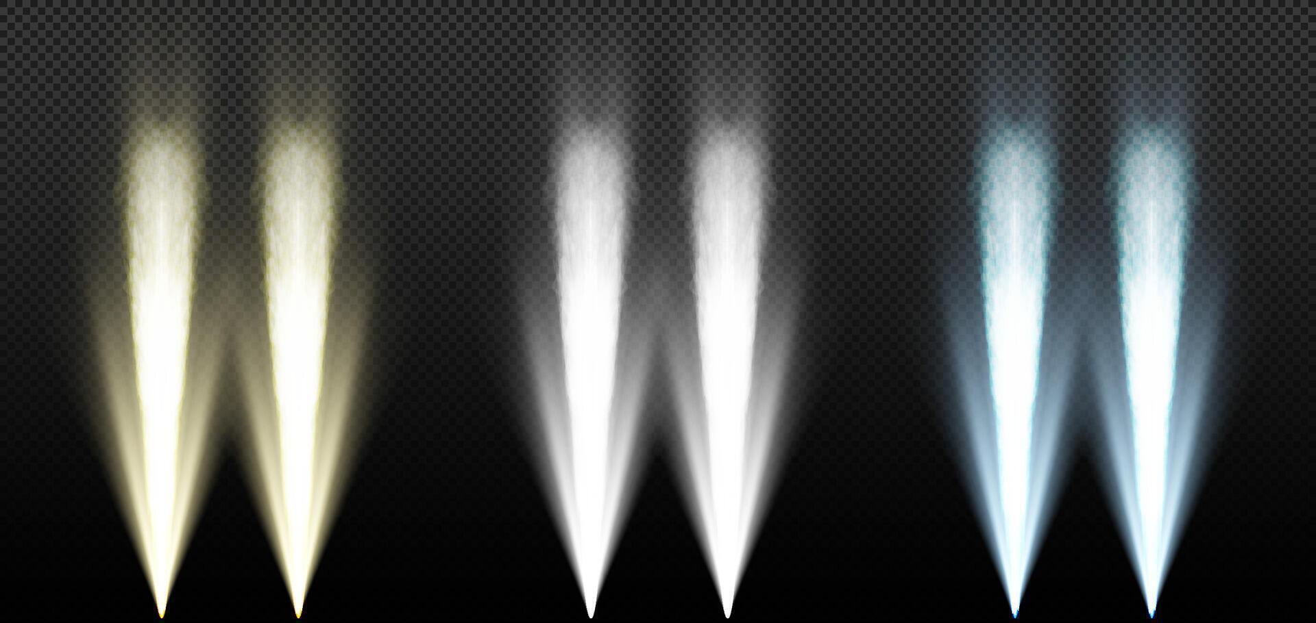 Four different light trails on a black background vector
