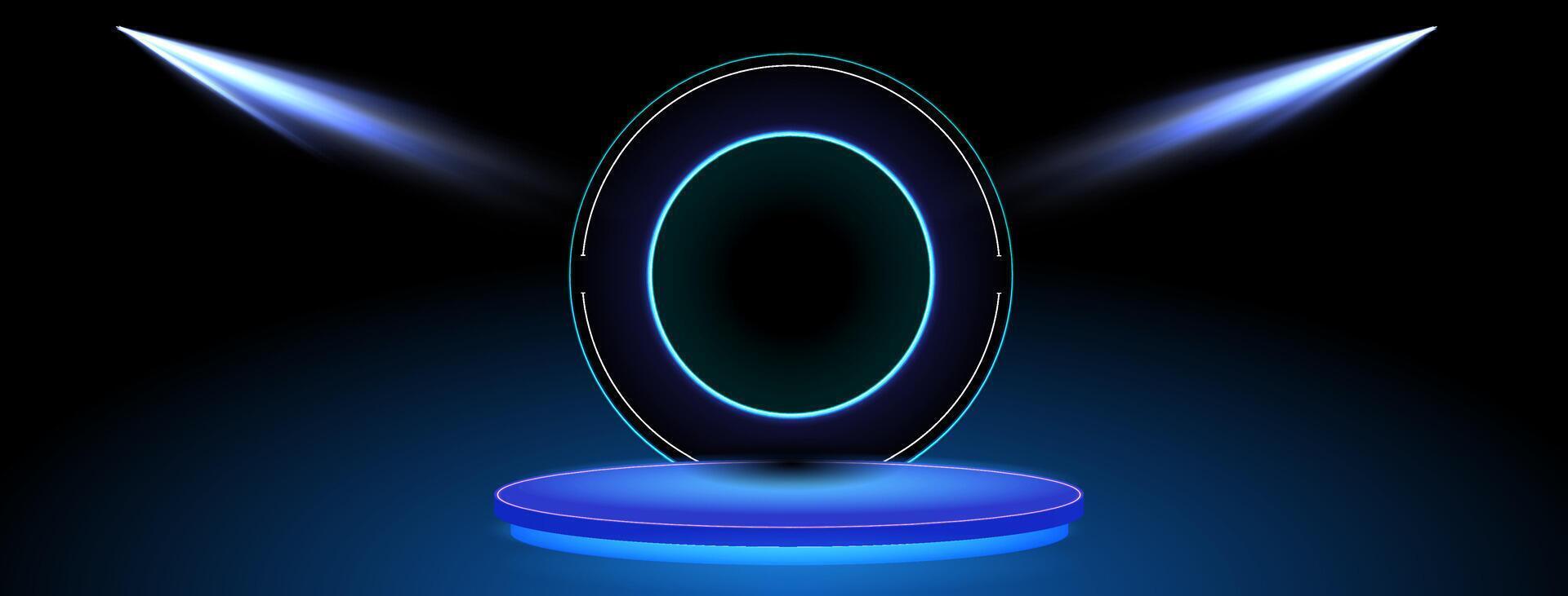 A glowing blue sphere with a spotlight on it vector
