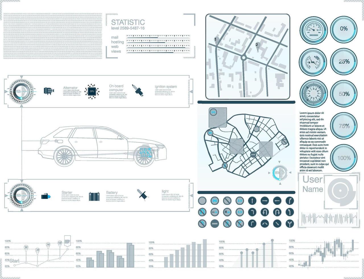 Automotive infographics with car and other elements vector
