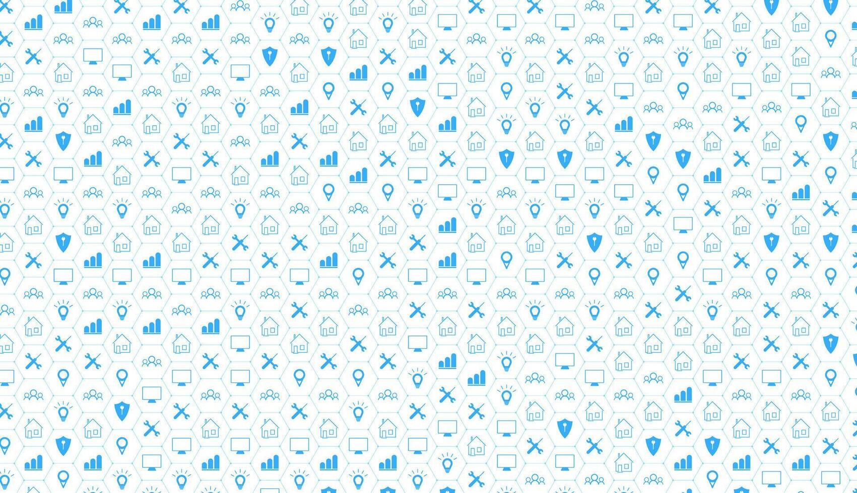 A blue and white pattern with many different shapes vector
