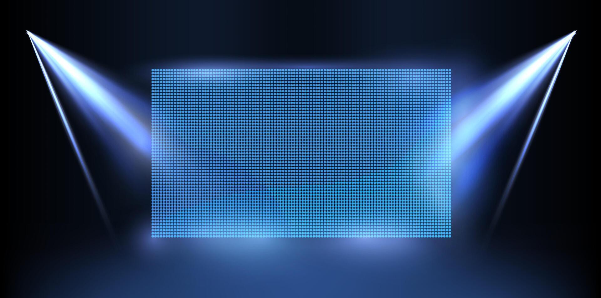 A blue lighted stage with a square frame vector