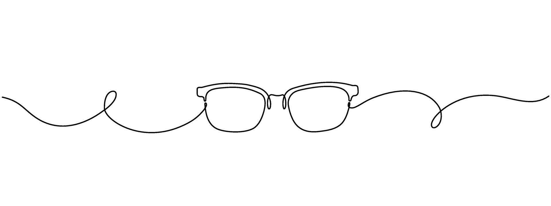 Glasses one continuous line. Eyeglasses icon minimalist line. editable illustration. vector