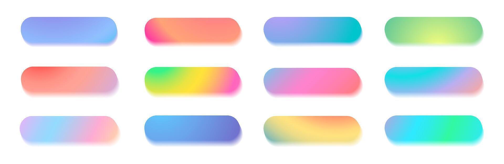 Set of gradient with blur web buttons. Read more colorful buttons. Blank buttons with aura for websites, user interfaces, mobile devices. illustration vector