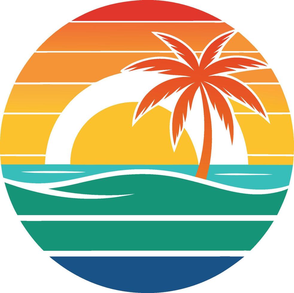 Sun and sea stylised waves vector