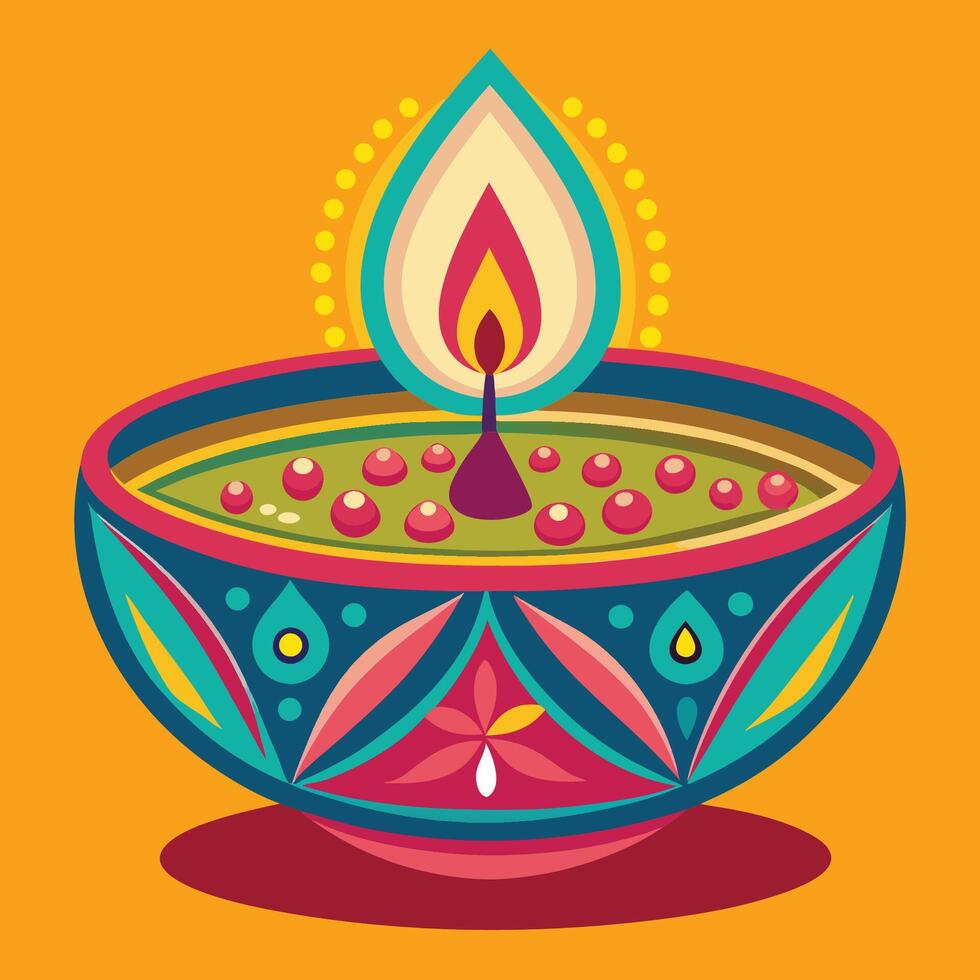 ethnic candle design diwali vector