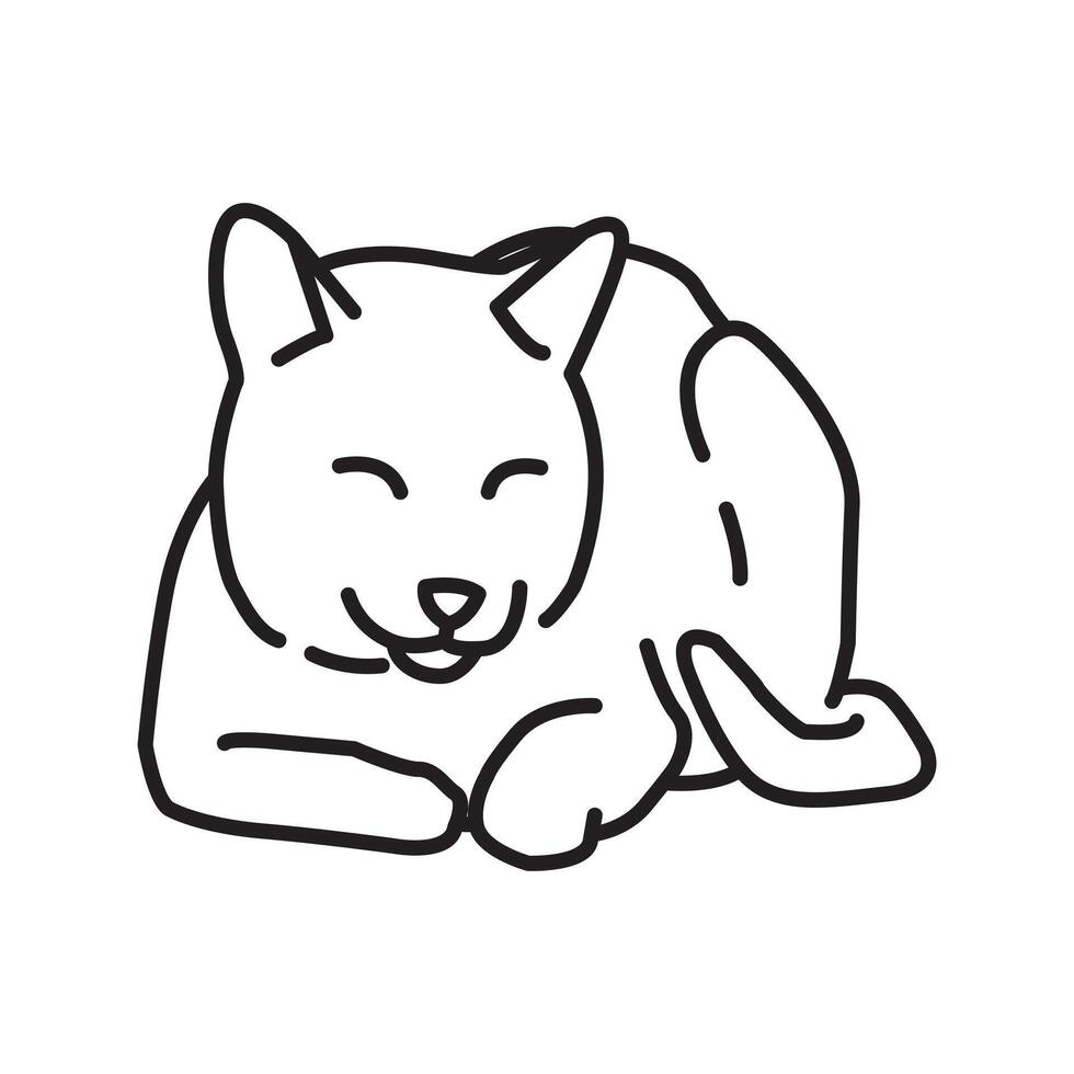 Simple chill cat outline vector