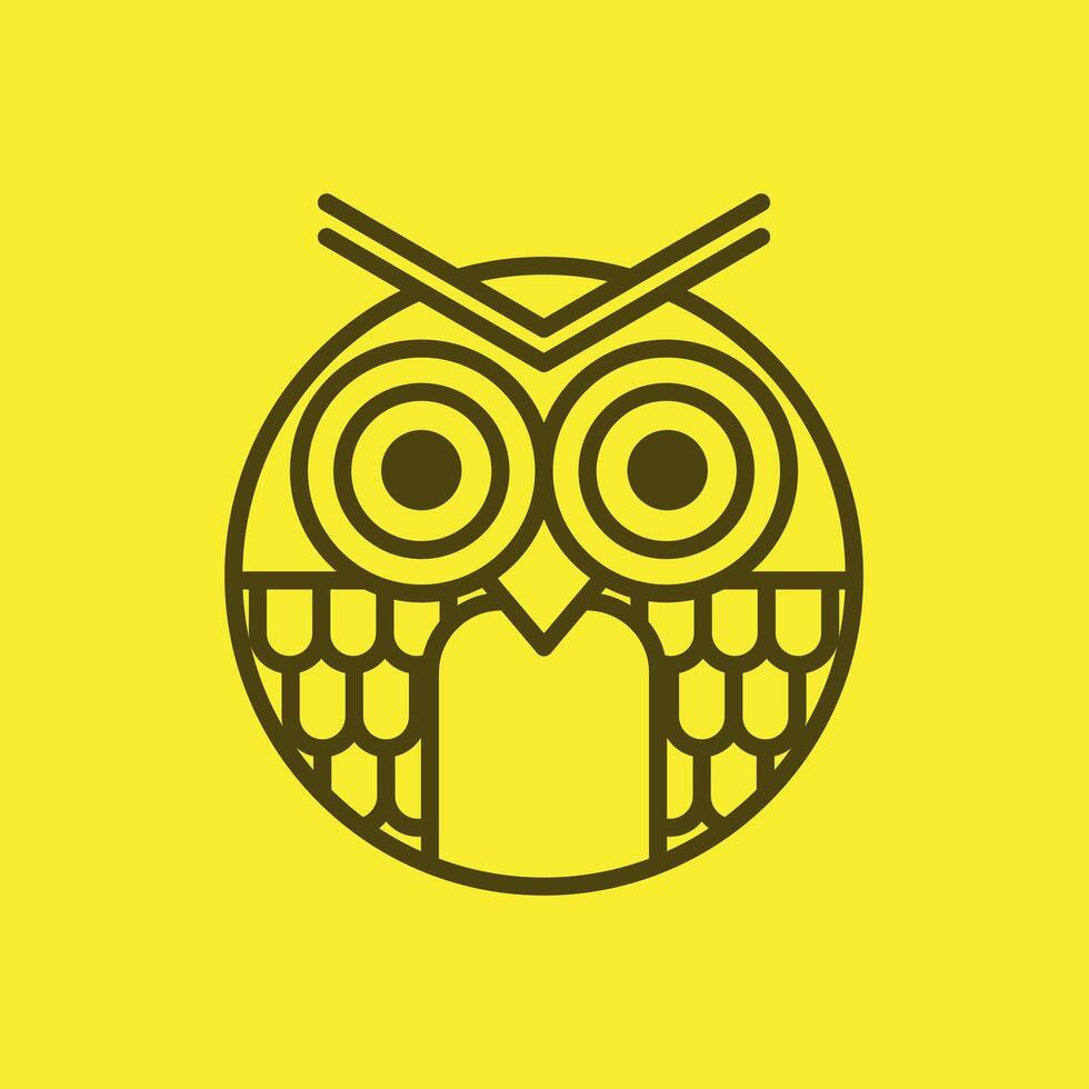 circle simple owl in yellow background vector