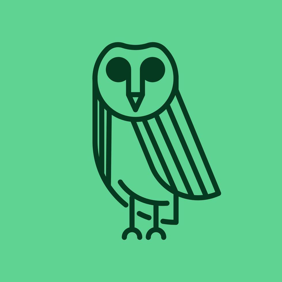Simple owl icon in green background vector