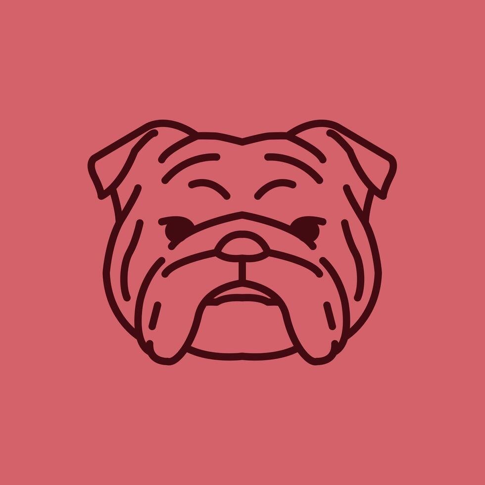 Bulldog head simple icon illustration in red background vector