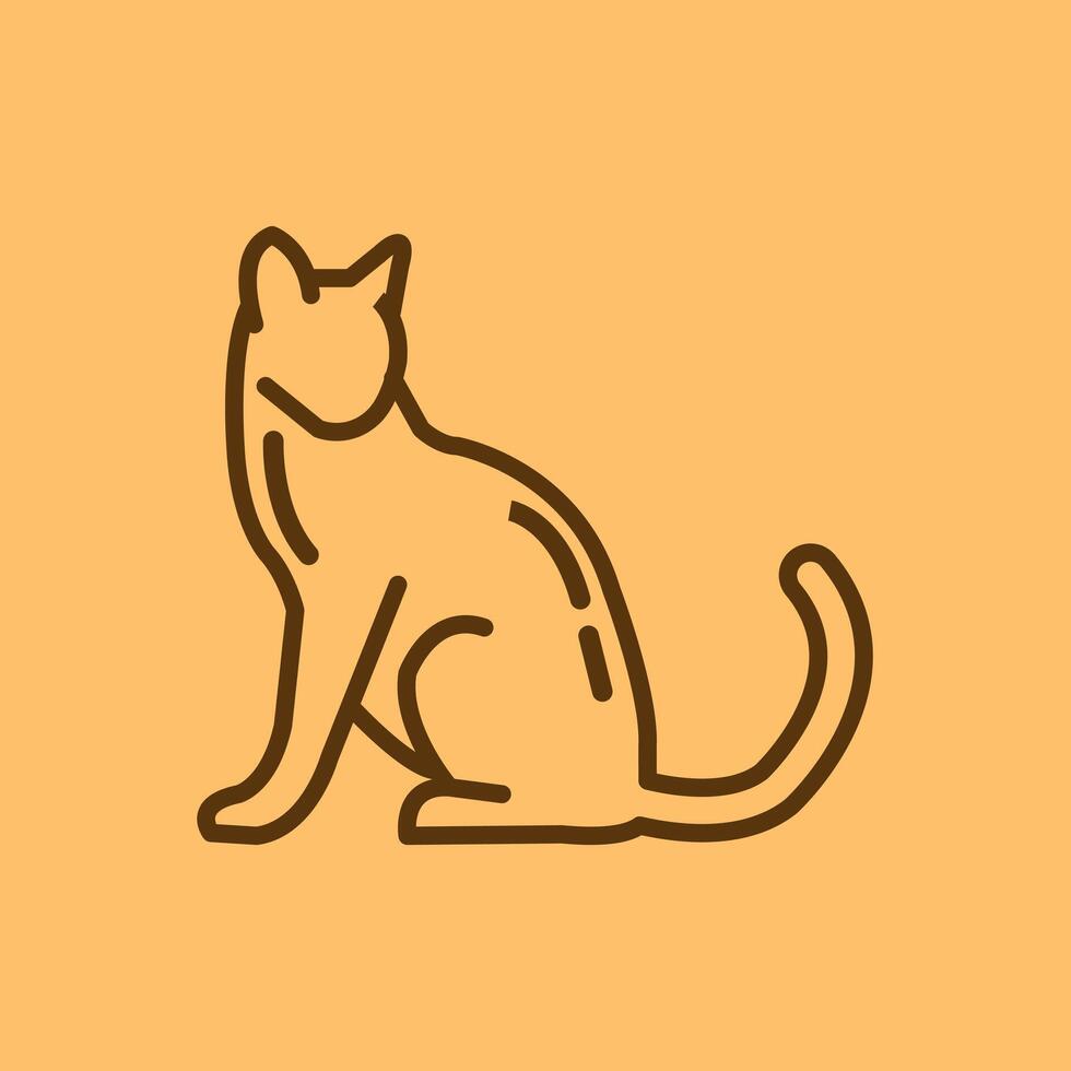 Turning head standing cat simple outline illustration vector
