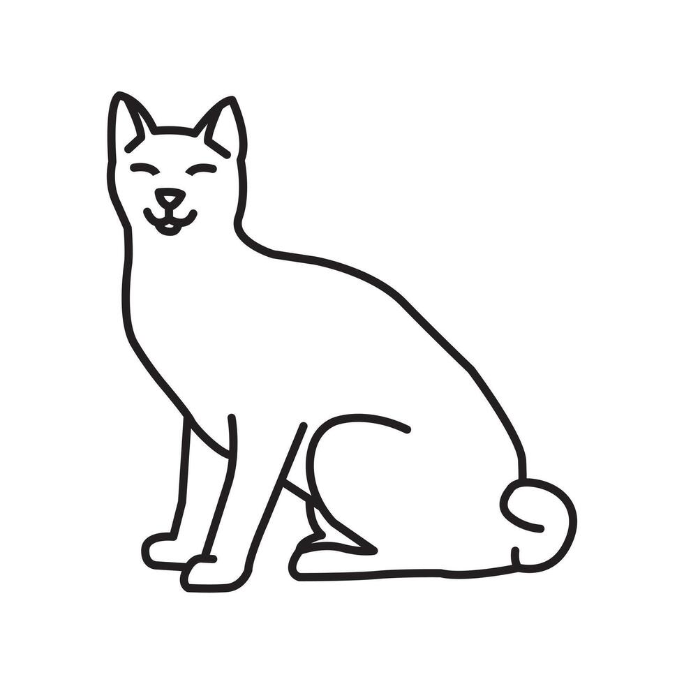 Cute standing cat simple outline vector