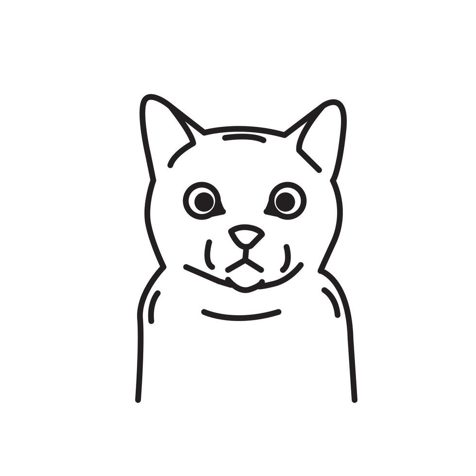 shocked cat simple outline vector